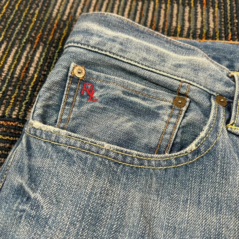 Vintage Polo Ralph Lauren Jeans 35x32 Blue 67 Straight Leg Denim Light Wash